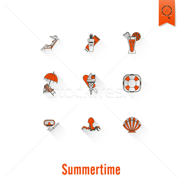 Foto stock: Verão · praia · simples · ícones · viajar · férias