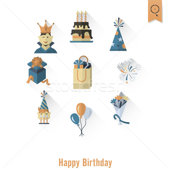 Happy Birthday Icons Set Stock photo © HelenStock