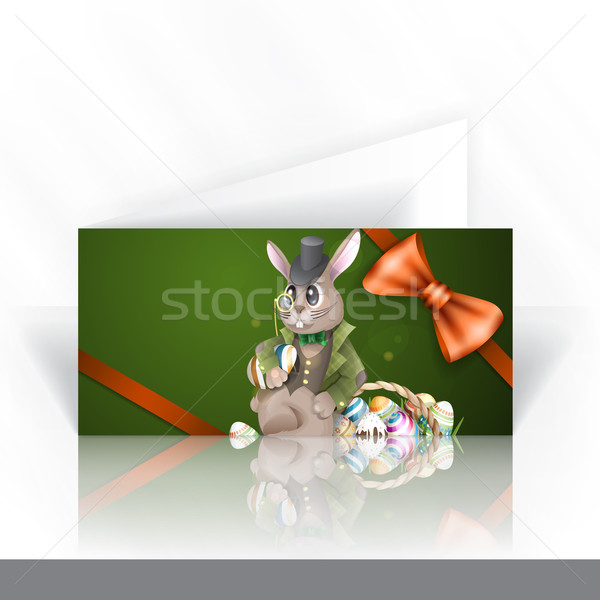 Stok fotoğraf: Easter · bunny · sepet · tasarım · şablonu · tok · boyalı