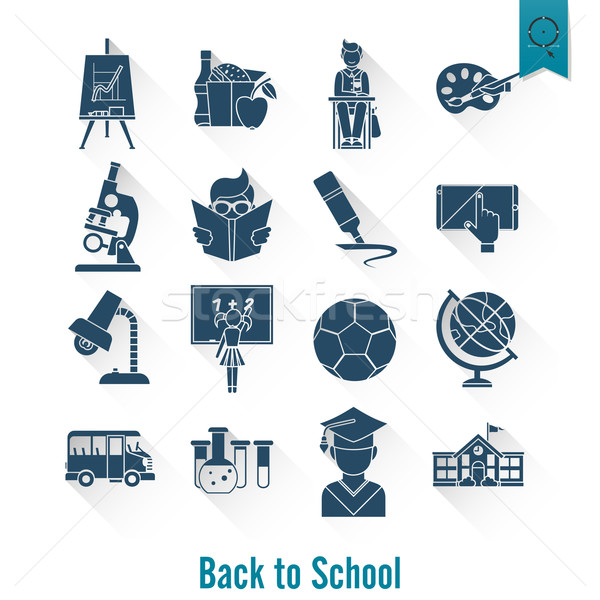School onderwijs iconen ontwerp stijl Stockfoto © HelenStock