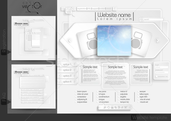 Web sitesi tasarımı şablon menü elemanları sss Stok fotoğraf © HelenStock