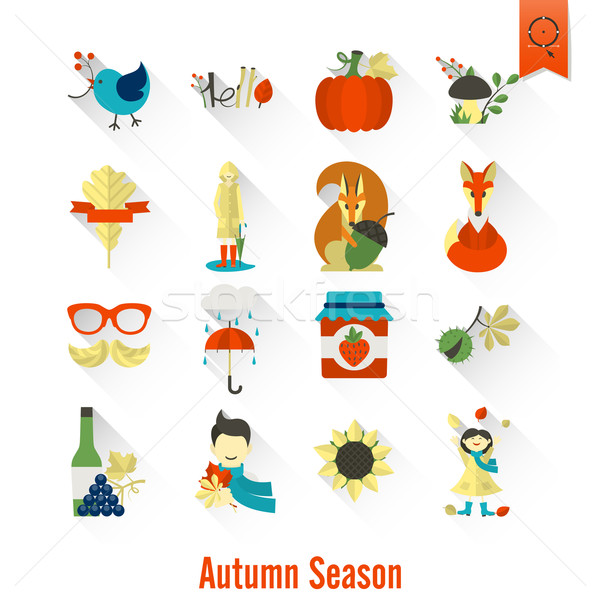 Set of Flat Autumn Icons Stock photo © HelenStock