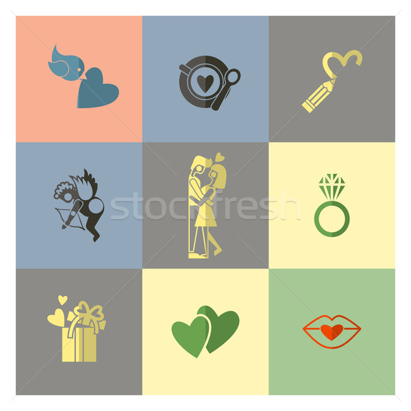 Feliz día de san valentín iconos simple colección boda Foto stock © HelenStock