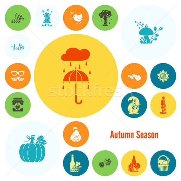 Set of Flat Autumn Icons Stock photo © HelenStock