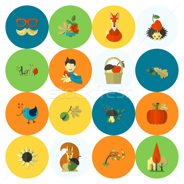 Set of Flat Autumn Icons Stock photo © HelenStock