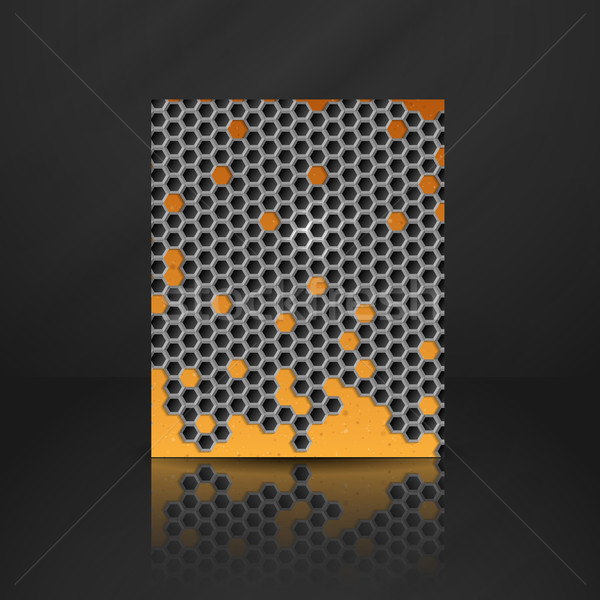 [[stock_photo]]: Hexagone · métal · bannière · eps · 10 · affaires