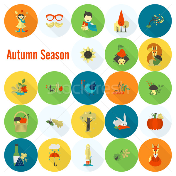 Set of Flat Autumn Icons Stock photo © HelenStock