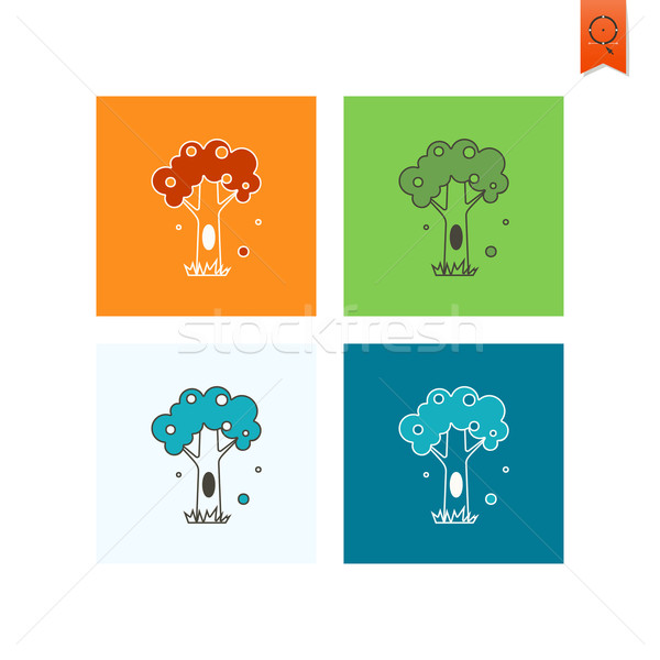 Gestileerde boom hol najaar icon eenvoudige Stockfoto © HelenStock