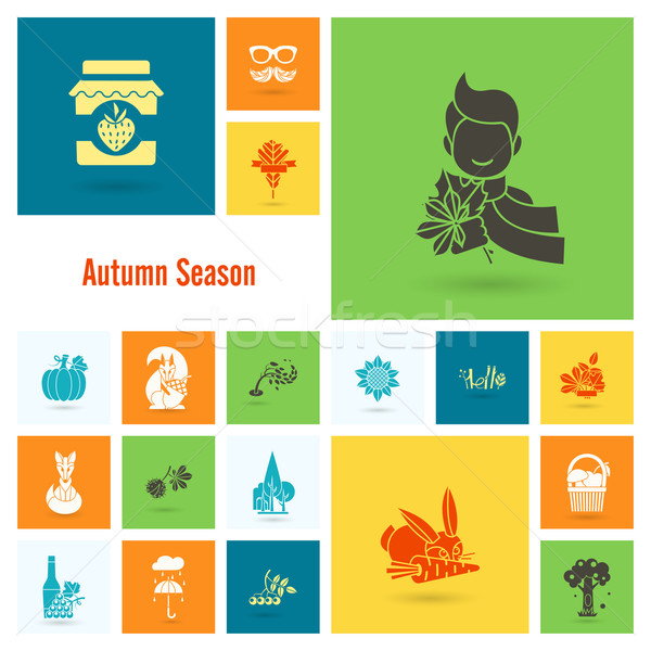 Set of Flat Autumn Icons Stock photo © HelenStock