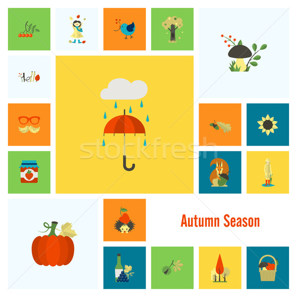 Set autunno icone semplice Foto d'archivio © HelenStock