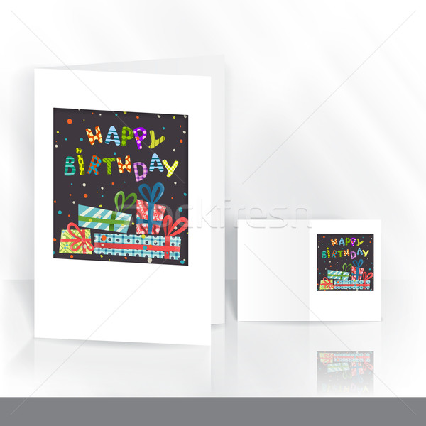 [[stock_photo]]: Carte · de · vœux · modèle · de · conception · coloré · anniversaire · fête · design