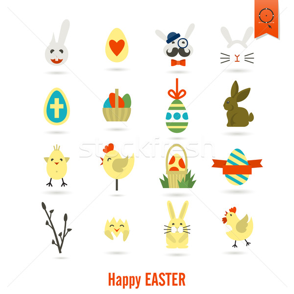 Stock fotó: ünneplés · húsvét · ikonok · vektor · tiszta · munka