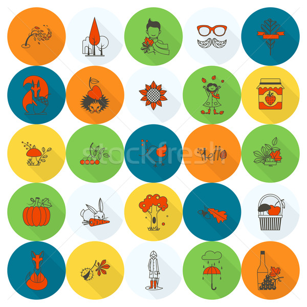 Set of Flat Autumn Icons Stock photo © HelenStock