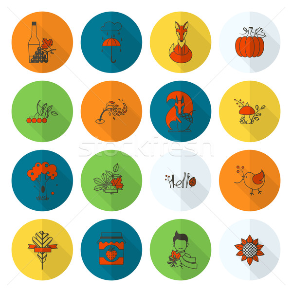 Set of Flat Autumn Icons Stock photo © HelenStock