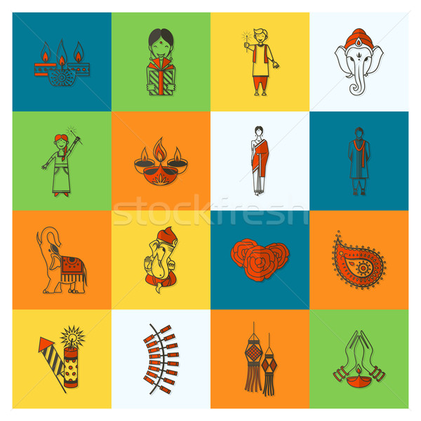 Stock photo: Diwali. Indian Festival Icons