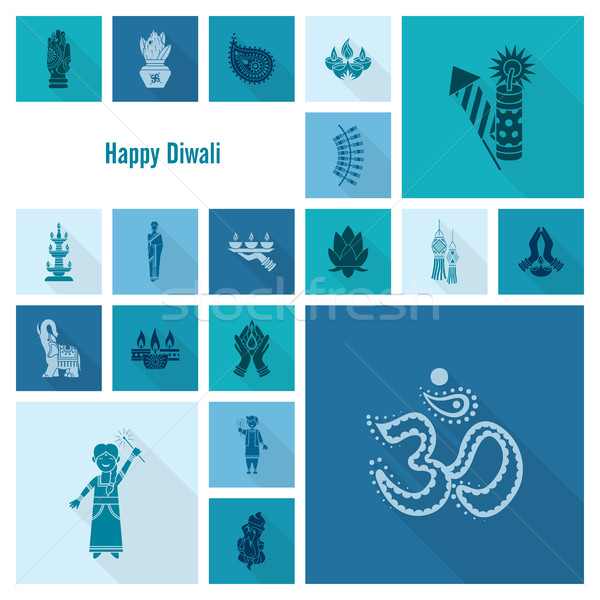 Diwali indian festival icone semplice Foto d'archivio © HelenStock