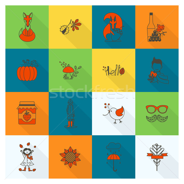 набор осень иконки простой Сток-фото © HelenStock