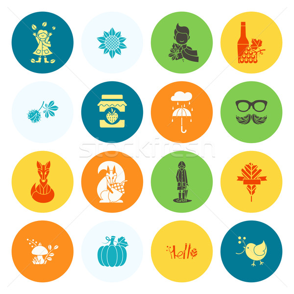 Set of Flat Autumn Icons Stock photo © HelenStock