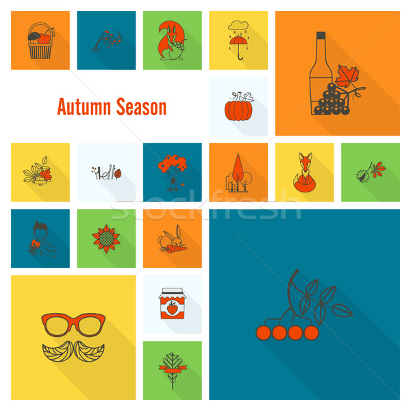 Set of Flat Autumn Icons Stock photo © HelenStock