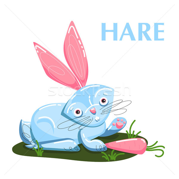 Educational flashcard hare eating the carrot Stock photo © heliburcka