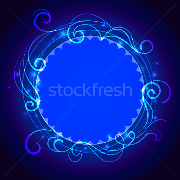 Stock photo: Abstract blue mystic lace background with swirl pattern and frame for text