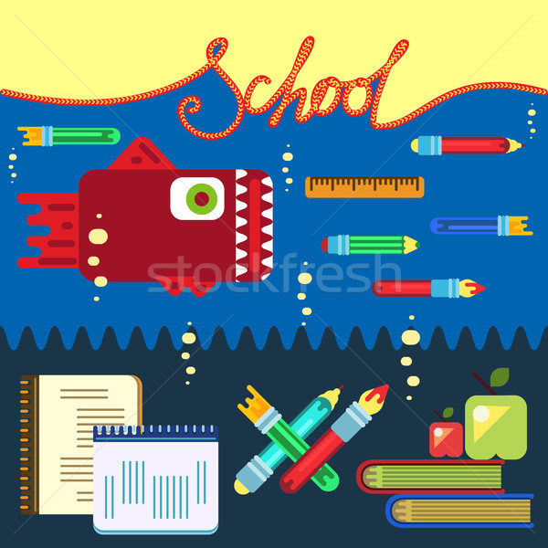 Education concept poster in flat style design Stock photo © heliburcka