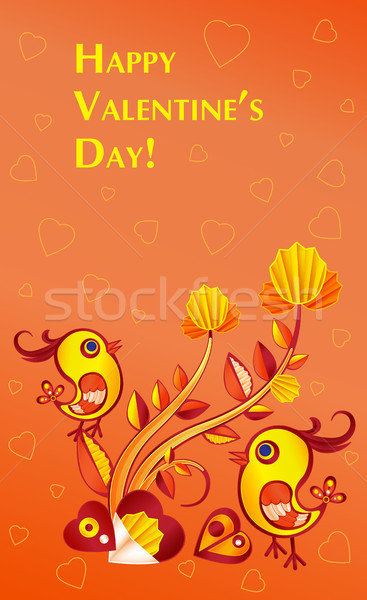 San Valentín día ilustración pollo flores corazón Foto stock © heliburcka