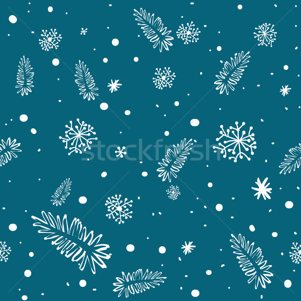 Zdjęcia stock: Bezszwowy · gryzmolić · płatki · śniegu · eps · drzewo