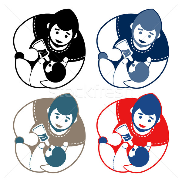 Set of father and baby emblem Stock photo © heliburcka