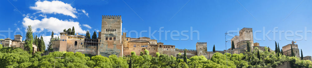 Panorama of the famous Alhambra palace in Granada, Andalusia, Spain. Stock photo © HERRAEZ