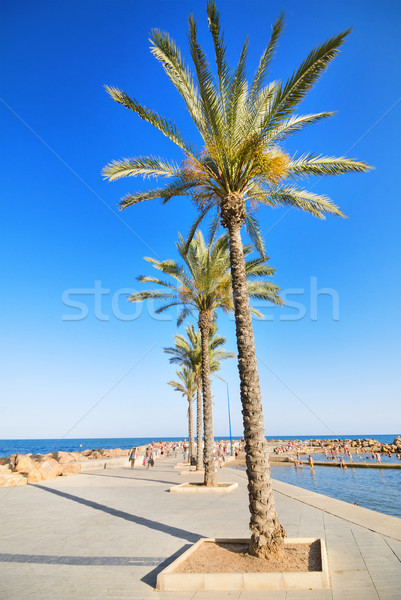 Foto stock: Paseo · playa · España · agua · edificio · ciudad