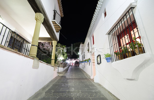 Typical street at night in the famous white village of Mijas, Malaga, Spain. Stock photo © HERRAEZ