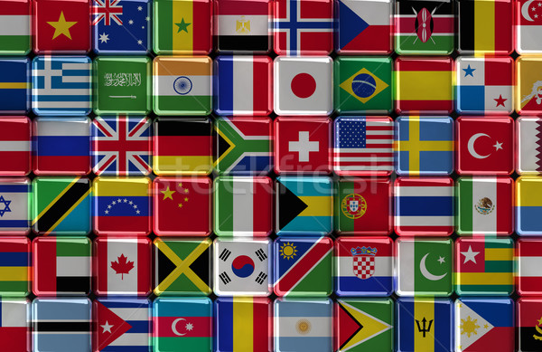 Internacional coleção bandeiras mundo terra Foto stock © HerrBullermann