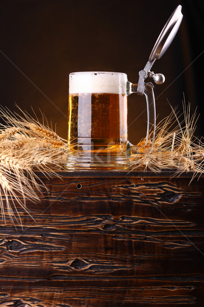 Kupa bira göğüs ahşap arpa Stok fotoğraf © hiddenhallow