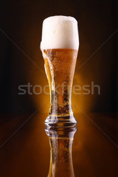 Glass of light beer Stock photo © hiddenhallow