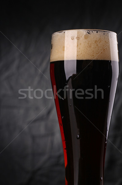 Stockfoto: Glas · donkere · bier · lang · grijs