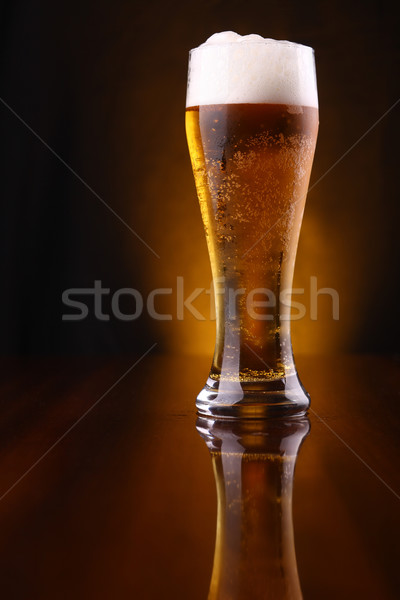 Glass of light beer Stock photo © hiddenhallow