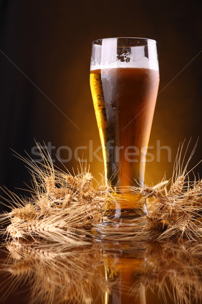 Glass of beer with barley ears Stock photo © hiddenhallow