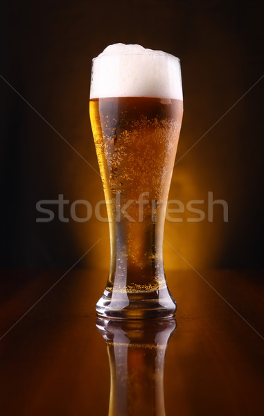 Glass of light beer Stock photo © hiddenhallow