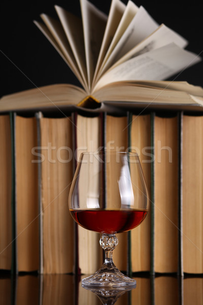 Cam brendi kitaplar yüzey içmek Stok fotoğraf © hiddenhallow
