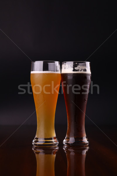 Cam bira iki gözlük karanlık içmek Stok fotoğraf © hiddenhallow