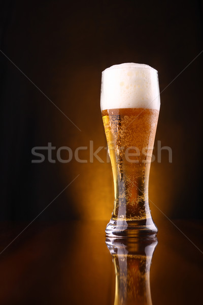 Glass of light beer Stock photo © hiddenhallow