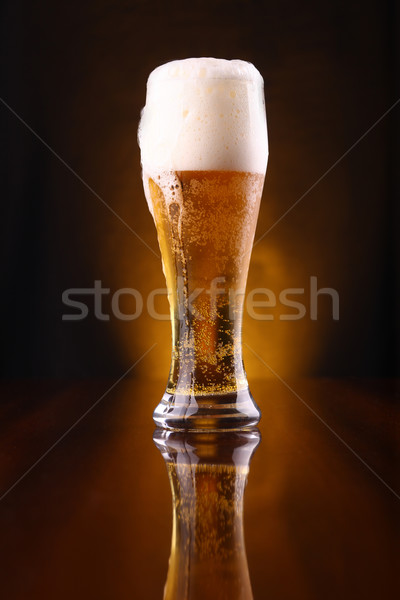 Glass of light beer Stock photo © hiddenhallow