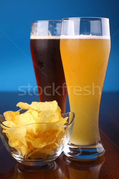 Vidrio cerveza dos gafas azul Foto stock © hiddenhallow