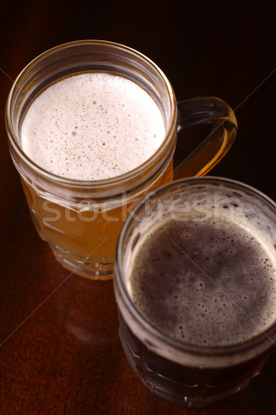 Vidrio cerveza dos mesa de madera madera beber Foto stock © hiddenhallow