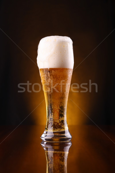 Glass of light beer Stock photo © hiddenhallow