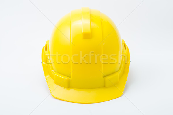 Sarı güvenlik şapka beyaz çalışmak arka plan Stok fotoğraf © hin255