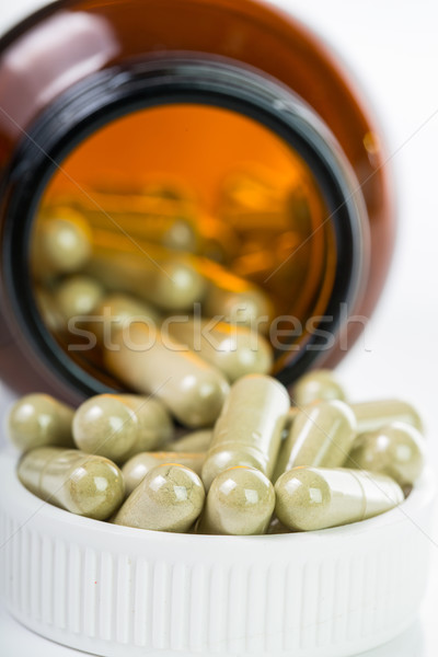 Pillen Drogen Container isoliert weiß Hintergrund Stock foto © hin255
