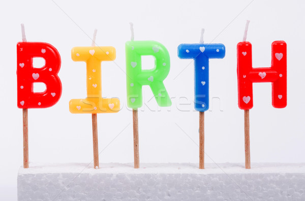 Multiple coloré joyeux anniversaire bougie blanche alimentaire [[stock_photo]] © hin255