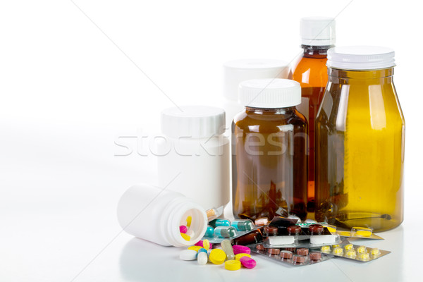 Pillen Drogen Container isoliert weiß Hintergrund Stock foto © hin255